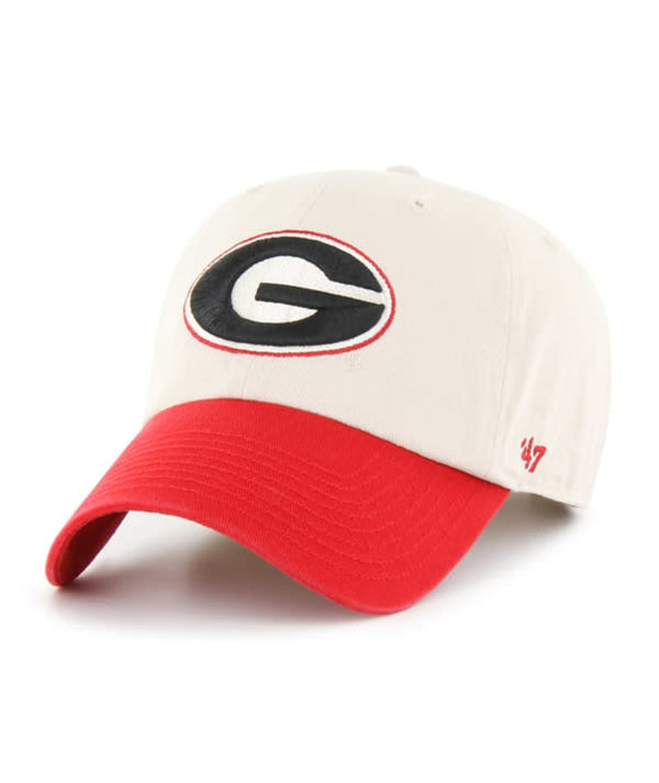 Georgia Bulldogs '47 Local Clean Up Adjustable Bone White Hat Red Visor with Side Patch
