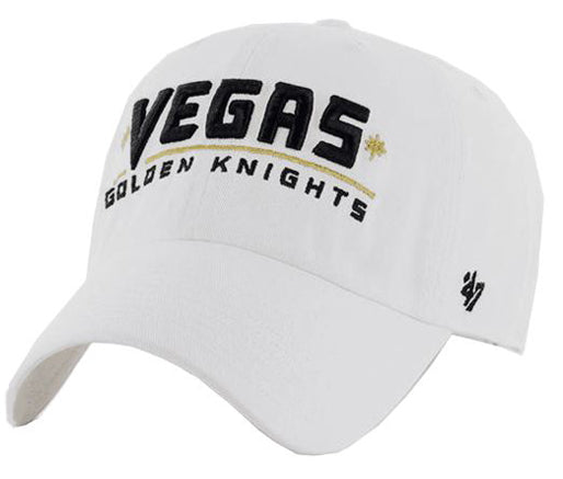 '47 Brand Vegas Golden Knights Vegas Logo NHL Clean Up Strapback Hat White