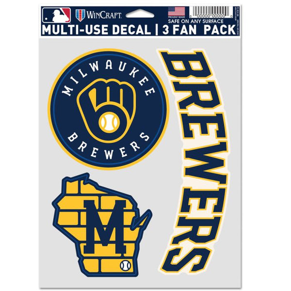 Wincraft Milwaukee Brewers 3-Pack Multi-Use Decal Set