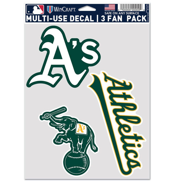 Oakland Athletics Wincraft Multi-Use Fan Decal Set 3-Pack