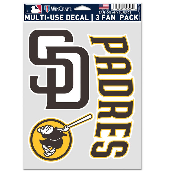 San Diego Padres Wincraft Multi-Use Fan Decal Set 3-Pack