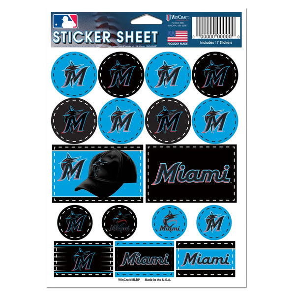 Miami Marlins Wincraft 5" x 7" Vinyl Sticker Sheets