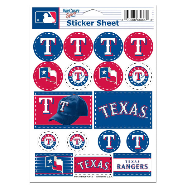 Texas Rangers Wincraft 5" x 7" Vinyl Sticker Sheets