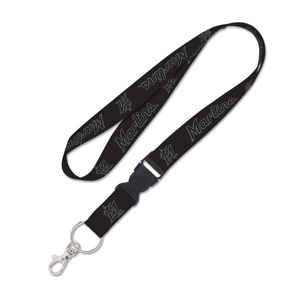 Miami Marlins Wincraft 1" Black Lanyard with Detachable Buckle