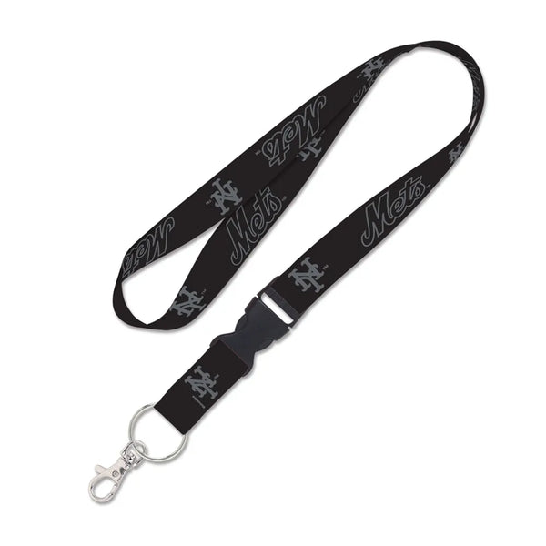 New York Mets Blackout Wincraft 1" Lanyard with Detachable Buckle