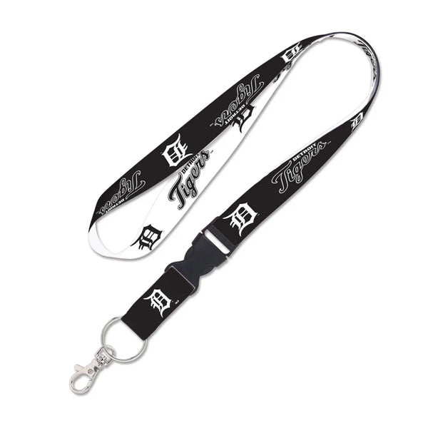 Detroit Tigers Black White Wincraft 1" Lanyard with Detachable Buckle