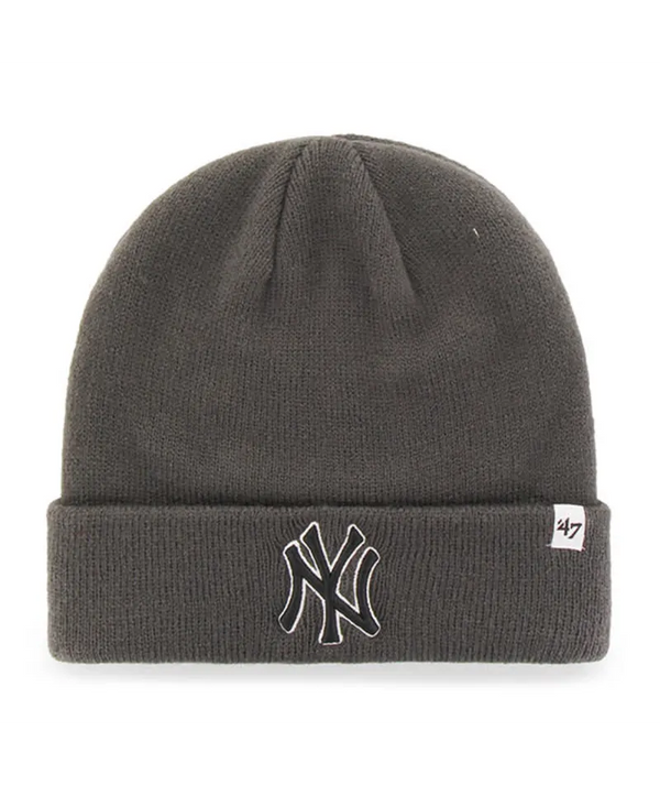 New York Yankees Raised '47 Cuff Knit Charcoal Beanie
