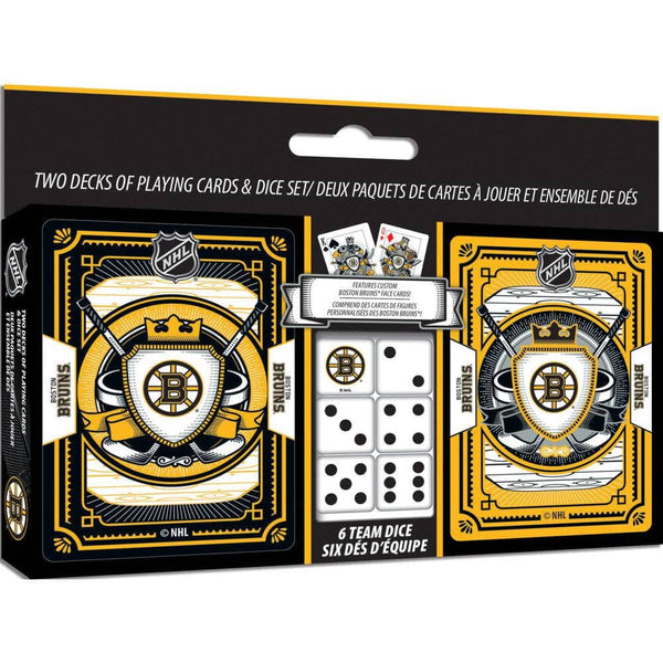 Boston Bruins Masterpieces 2 Pack Playing Cards and Dice Set