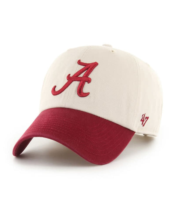 Alabama Crimson Tide '47 Local Clean Up Adjustable Bone White Hat Red Visor with Side Patch