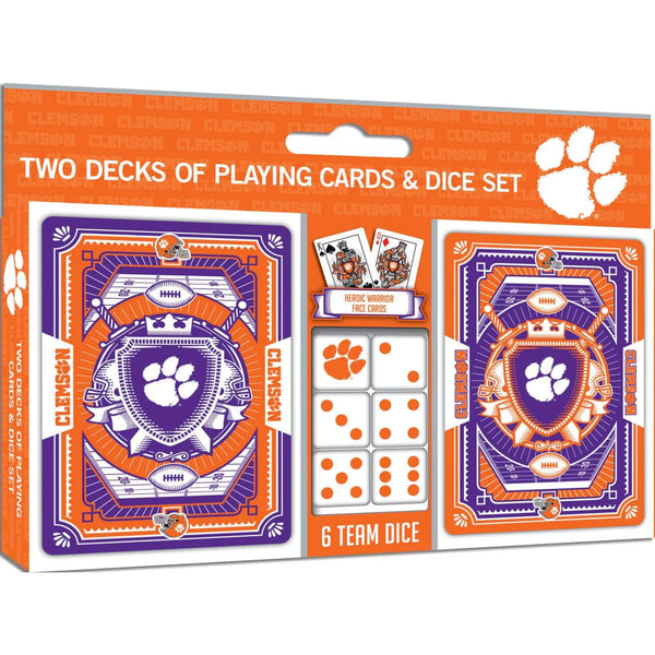 Clemson Tigers Masterpieces 2 Pack Playing Cards and Dice Set
