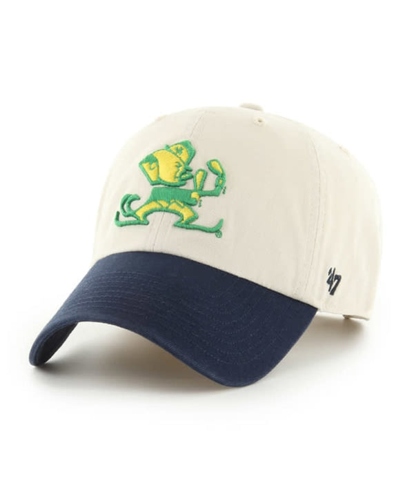 Notre Dame Fighting Irish '47 Sidestep Clean Up Adjustable Bone White Hat Green Visor with Side Patch