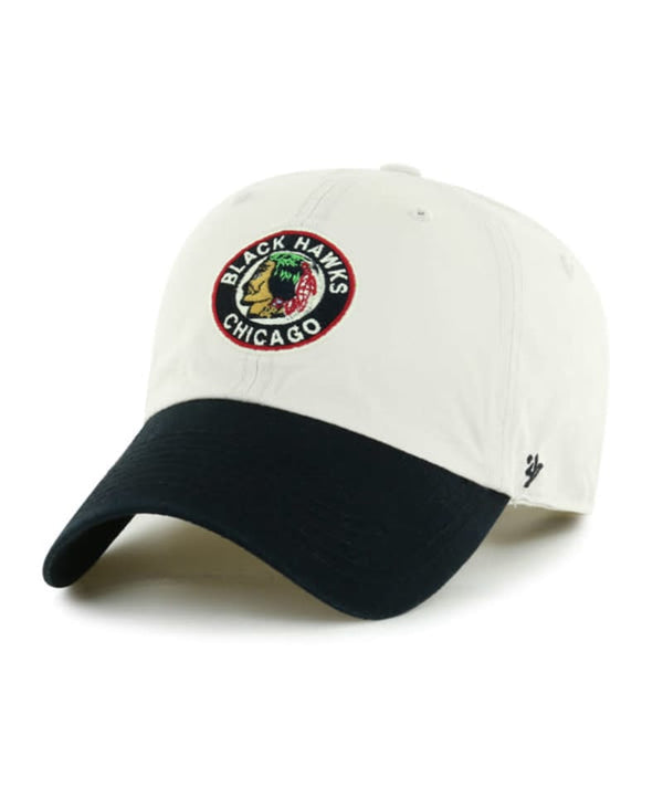 Chicago Blackhawks '47 Sidestep Clean Up Adjustable Bone White Hat Black Visor with Side Patch