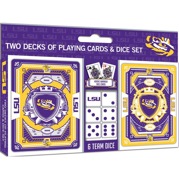 LSU Tigers Masterpieces 2 Pack Playing Cards and Dice Set
