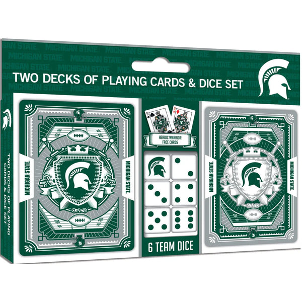 Michigan State Spartans Masterpieces 2 Pack Playing Cards and Dice Set