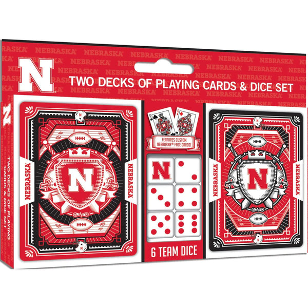 Nebraska Cornhuskers Masterpieces 2 Pack Playing Cards and Dice Set