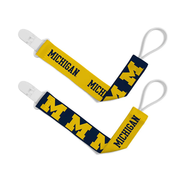 Michigan Wolverines Baby Fanatic Pacifier Clips (2 Pack)