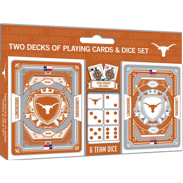 Texas Longhorns Masterpieces 2 Pack Playing Cards and Dice Set