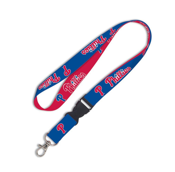 Wincraft Philadelphia Phillies MLB Authentic Lanyard Keychain Ring ID Ticket Holder Blue Red