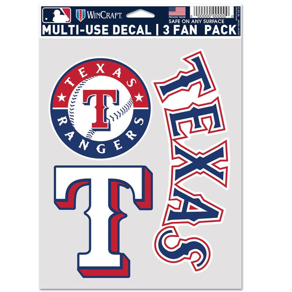 WinCraft Texas Rangers 3-Pack Multi-Use Fan Decal Set