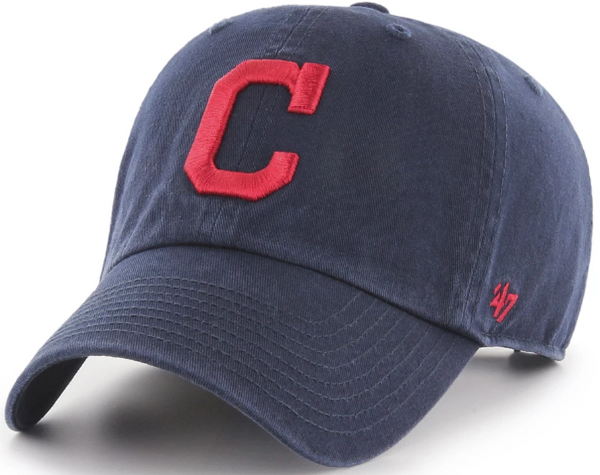 '47 Brand Cleveland Indians MLB Road Clean Up Strapback Hat Navy Blue