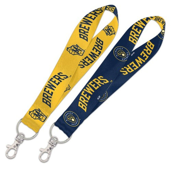 Wincraft Milwaukee Brewers MLB Authentic Wristlet Keystrap Ring Navy Blue Yellow
