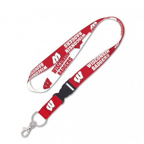 Wincraft Wisconsin Badgers NCAA Authentic Lanyard Two Tone with Detachable Buckle White Red
