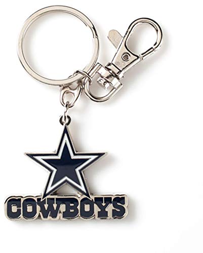 Aminco Dallas Cowboys NFL Heavyweight Metal Team Logo Keychain Navy Blue White