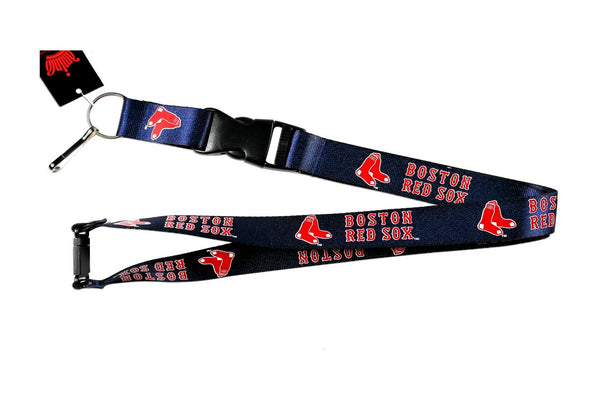 Aminco Boston Red Soxs MLB Authentic Lanyard Keychain Ring ID Ticket Holder Navy Blue Red