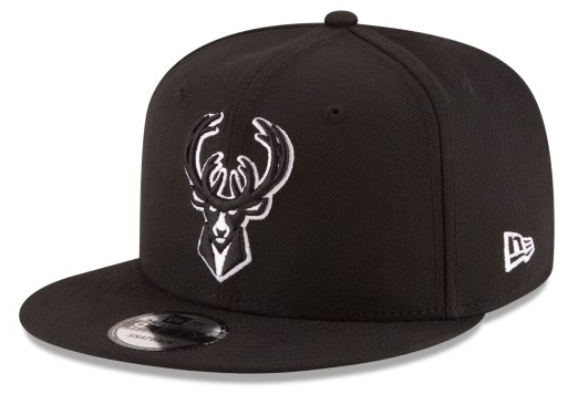 New Era Milwaukee Bucks NBA Basic BW 9FIFTY Snapback Hat Black