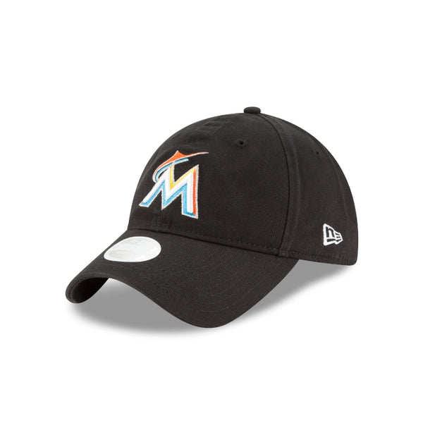 New Era Miami Marlins Essential 9TWENTY Women's Adjustable Strapback Black Hat