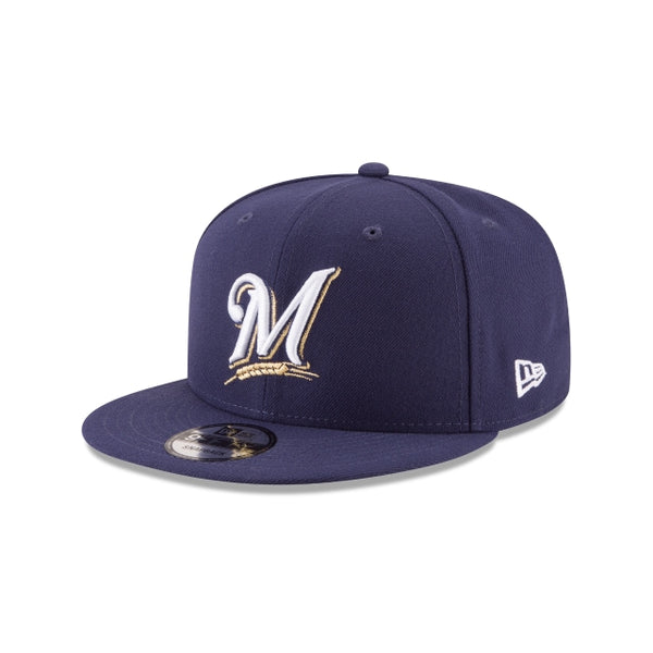 New Era Milwaukee Brewers Kids Team Color Basic 9FIFTY Snapback Adjustable Navy Blue Hat