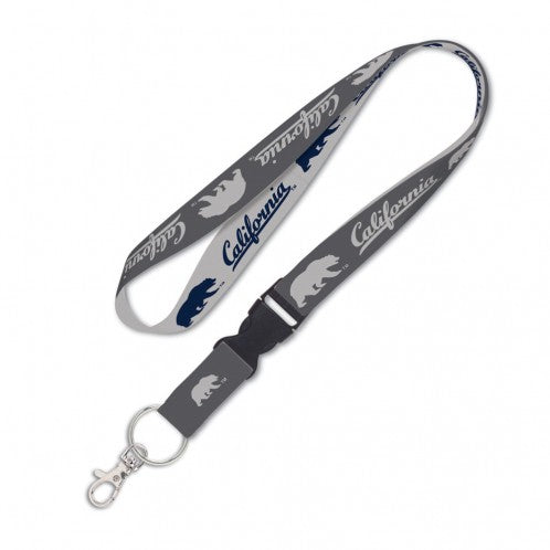 Wincraft University Of California NCAA Authentic Lanyard Two Tone with Detachable Buckle Gray Navy Blue