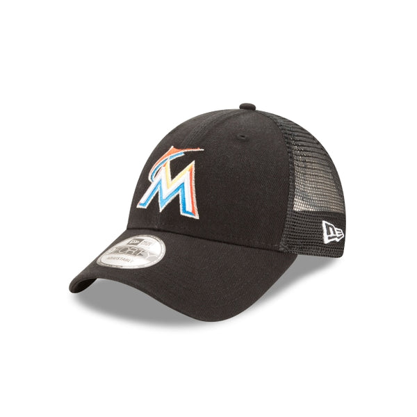 1 New Era Miami Marlins Trucker Mesh 9FORTY Snapback Black Hat