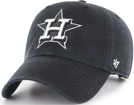 '47 Brand Houston Astros MLB Clean Up Adjustable Strapback Hat Black White Logo