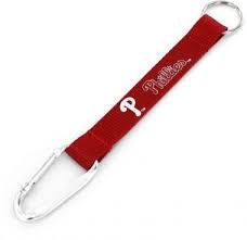 Aminco Philadelphia Phillies MLB Authentic Carabiner w/ Strap Team Logo Keychain Red