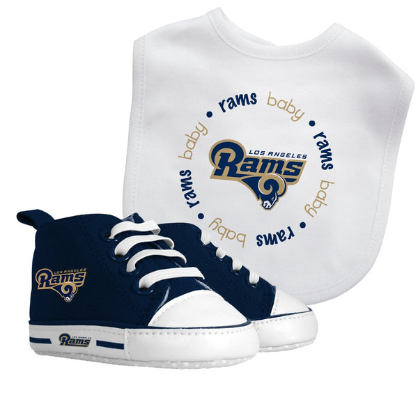 Baby Fanatic Los Angeles Rams NFL Authentic Bib and Prewalkers Sets White Navy Blue