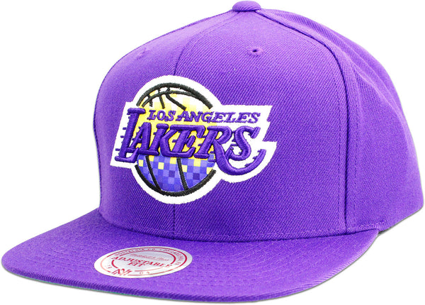 Mitchell & Ness Los Angeles Lakers NBA Easy Three Digital X Adjustable Snapback Hat Purple
