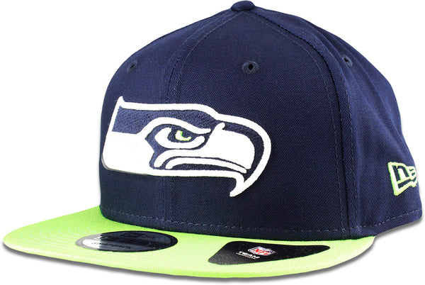 New Era Seattle Seahawks NFL Basic 2Tone 9FIFTY Snapback Hat Navy Blue Green