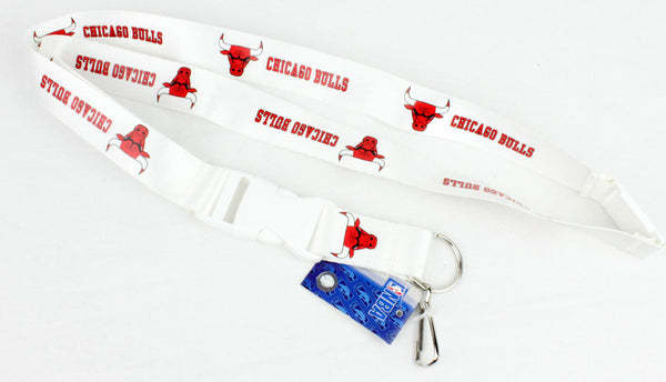 Aminco Chicago Bulls NBA Authentic Lanyard Keychain Ring ID Ticket Holder White Red