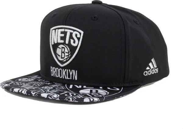Adidas Brooklyn Nets NBA Sublimated Flat Brim Snapback Hat Black