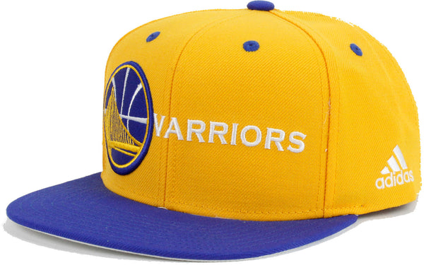 Adidas Golden State Warriors NBA Logo and Wordmark Snapback Hat Yellow Blue