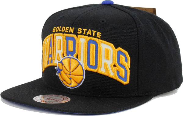 Mitchell & Ness Golden State Warriors NBA REFLECTIVE Tri Pop Arch Adjustable Snapback Hat Black