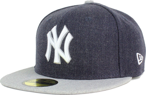 New Era New York Yankees MLB Heather Action Heather Fitted Hat Navy Gray