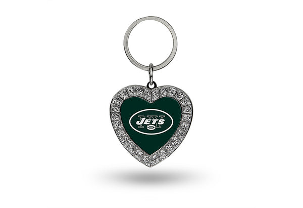 Rico New York Jets NFL Rhinestone Heart Metal Team Logo Keychain Green