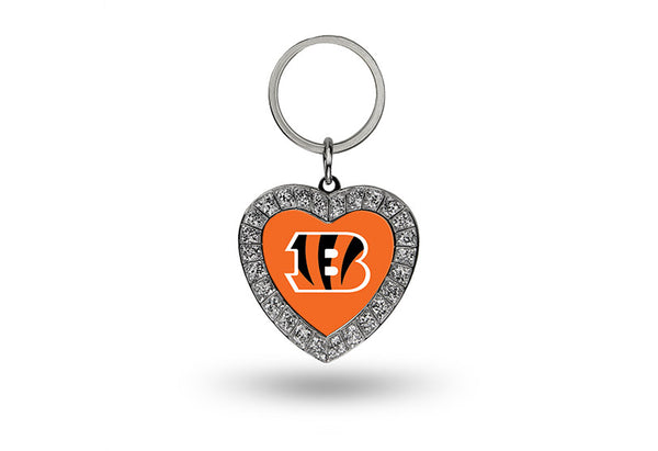 Rico Cincinnati Bengals NFL Rhinestone Heart Metal Team Logo Keychain Orange