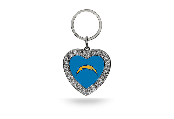 Rico Los Angeles Chargers NFL Rhinestone Heart Metal Team Logo Keychain Light Blue