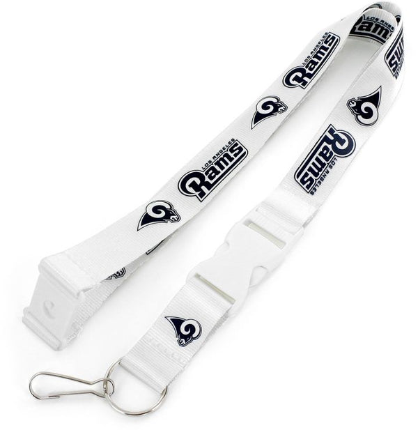 - Aminco Los Angeles Rams NFL Authentic Lanyard Keychain Ring ID Ticket Holder White