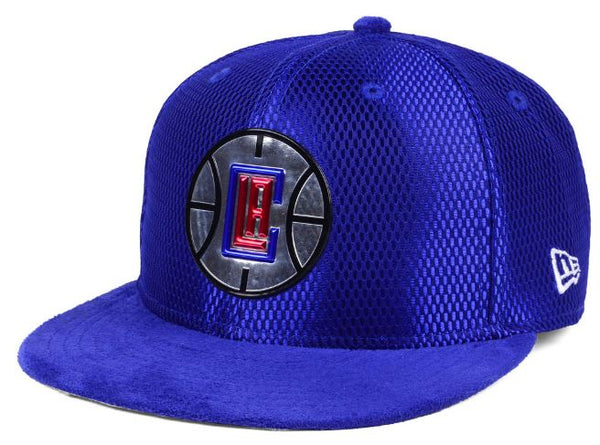 New Era Los Angeles Clippers NBA 17 Official On Court 9FIFTY Snapback Hat Royal Blue Shimmer Blue Suede