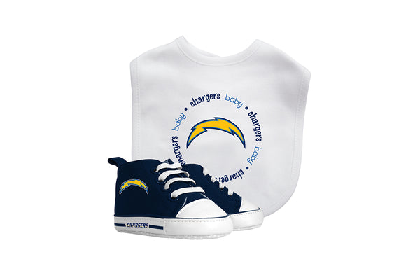 Baby Fanatic Los Angeles Chargers NFL Authentic Bib and Prewalkers Set White Navy Blue