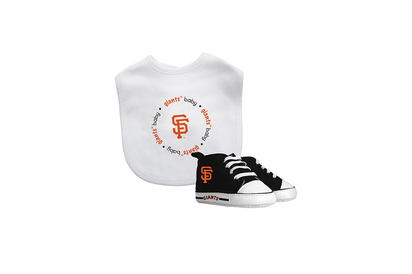 Baby Fanatic San Francisco Giants MLB Authentic Bib and Prewalkers Set White Black Orange